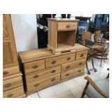 Wooden dresser w/7 drawers and nightstand, approx