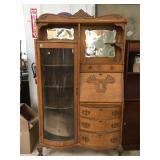 Antique Oak Bow front secretary desk w/curved