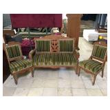 Antique Eastlake Walnut Framed 3pc parlor set,