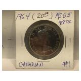 1964 Canada Silver Centennial Looney $1 coin in