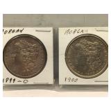 2X - 1899-O and 1900 Morgan Silver Dollars in