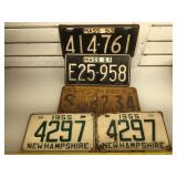 5 vintage 1950s license plates, Massachusetts,