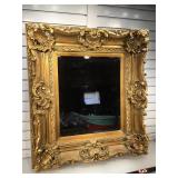 Lg gilt framed beveled mirror, framed to 33 x 38