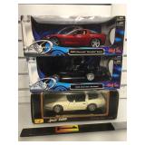 3 Maisto  die cast cars 1:18 scale, vintage