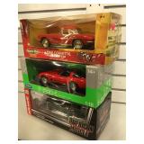 3 die cast 1:18 scale Corvette cars, American