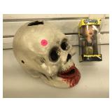 8 inch Ht. ceramic Skull candleholder , with a