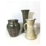 Three Artist Signed Pottery Pieces. 14in T and