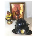 Authentic Firefighters Helmet, Framed Art and