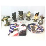 Assorted approx 6in. resin sculptures and more.