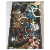 Tray Lot of costume and fashion jewelry and