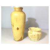 Two handmade wooden vases by Aspen Creations.