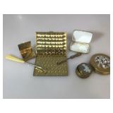 2 antique button hooks and collection of metal