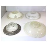 4 Assorted Glass Dome Light Covers. Possibly