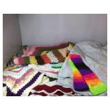 Assorted Vintage Afghans & Throw Blankets.