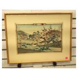 Vintage Japanese block print, artist signed ,
