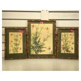 Lot of 3 vintage Japanese Watercolor paintings of