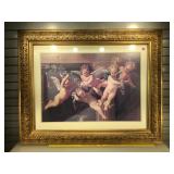 Lg beautifully framed print of 4 cherubs , 40 x