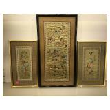 3 vintage framed Chinese scenic needle points, 2