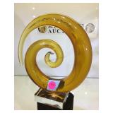 Murano type art glass crystal base, hand blown,