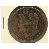 1892-O Morgan Silver Dollar in flip