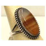 Sterling Silver Native American Ring with Agate -