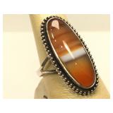 Sterling Silver Native American Ring with Agate -
