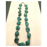 Turquoise Nugget Necklace with beads - 22 in