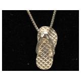 Sterling Silver necklace with Flip-Flop pendant -
