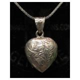 Sterling Silver box cabin necklace with heart