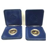 Pair of 1987 RCM Canada Proof Looney $1 Coins in