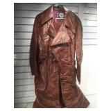 Montgomery Ward Brown leather Trench coat The
