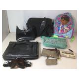 Laptop bags and assorted fashion purses.