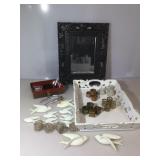 Wooden Tea Tray, Black Framed Mirror, Napkin