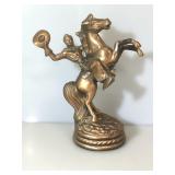 11.5 in Metal Sculpture of Cowboy on rearing