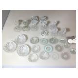 Assorted Glass/Crystal candle holders, Glass wax