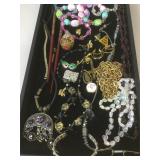 Tray lot of assorted costume jewelry
