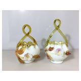 Two art glass baskets. Damages and/or Repairs