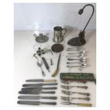 Lot of assorted beer mugs, table top lamp and