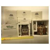 7 Dept 56 figures, buildings,  and accessories,