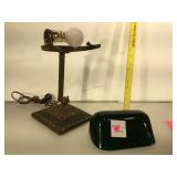 Early 1900s Emeralite Bankers lamp, signed on