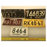 5 vintage Authentic auto license plates