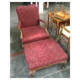Vintage wooden armchair w/red wine floral print