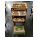 Lot of Nesting tables w/floral design on top and