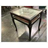 Wooden display w/glass top and sides, approx