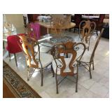 Round glass top dining table w/6 chairs, approx
