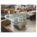 Glass top Dinning table w/composite base, glass