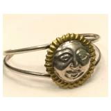 Sterling Silver Mexico cuff bracelet with Sun