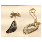 Pair of Geode segment necklaces with stones on