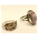 Pair of Sterling Silver rings with Abalone and