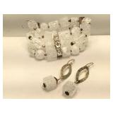 Sterling Silver and Occluded Quartz stone stretch